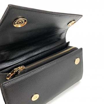 Жіночий шкіряний клатч Elizabeth чорний з біло-бежевим верхом фото