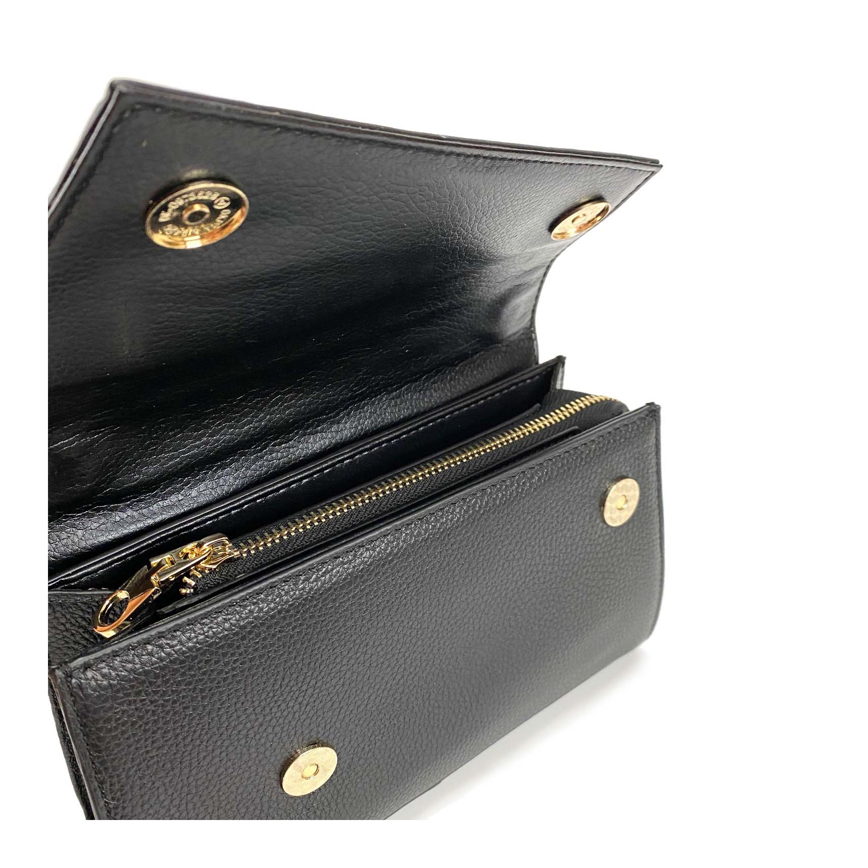 Женский кожаный клатч Elizabeth черный с бело-бежевым верхом