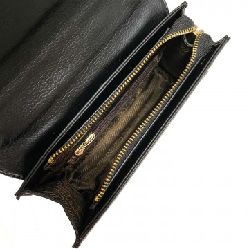 Жіночий шкіряний клатч Elizabeth чорний з біло-бежевим верхом фото