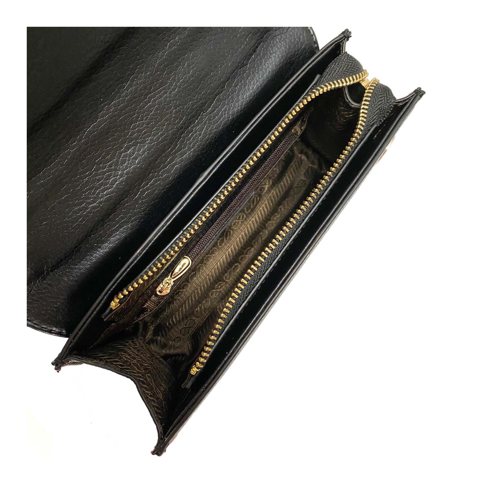 Женский кожаный клатч Elizabeth черный с бело-бежевым верхом