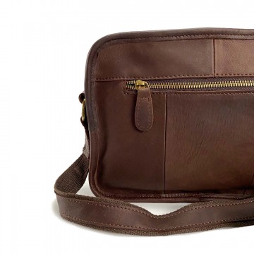 Мужская кожаная сумка Brandon через плечо темно-коричневая фото