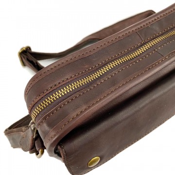 Мужская кожаная сумка Brandon через плечо темно-коричневая фото