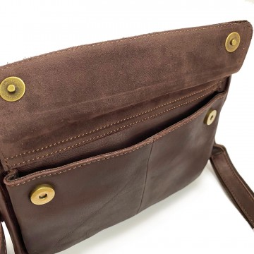 Мужская кожаная сумка Brandon через плечо темно-коричневая фото