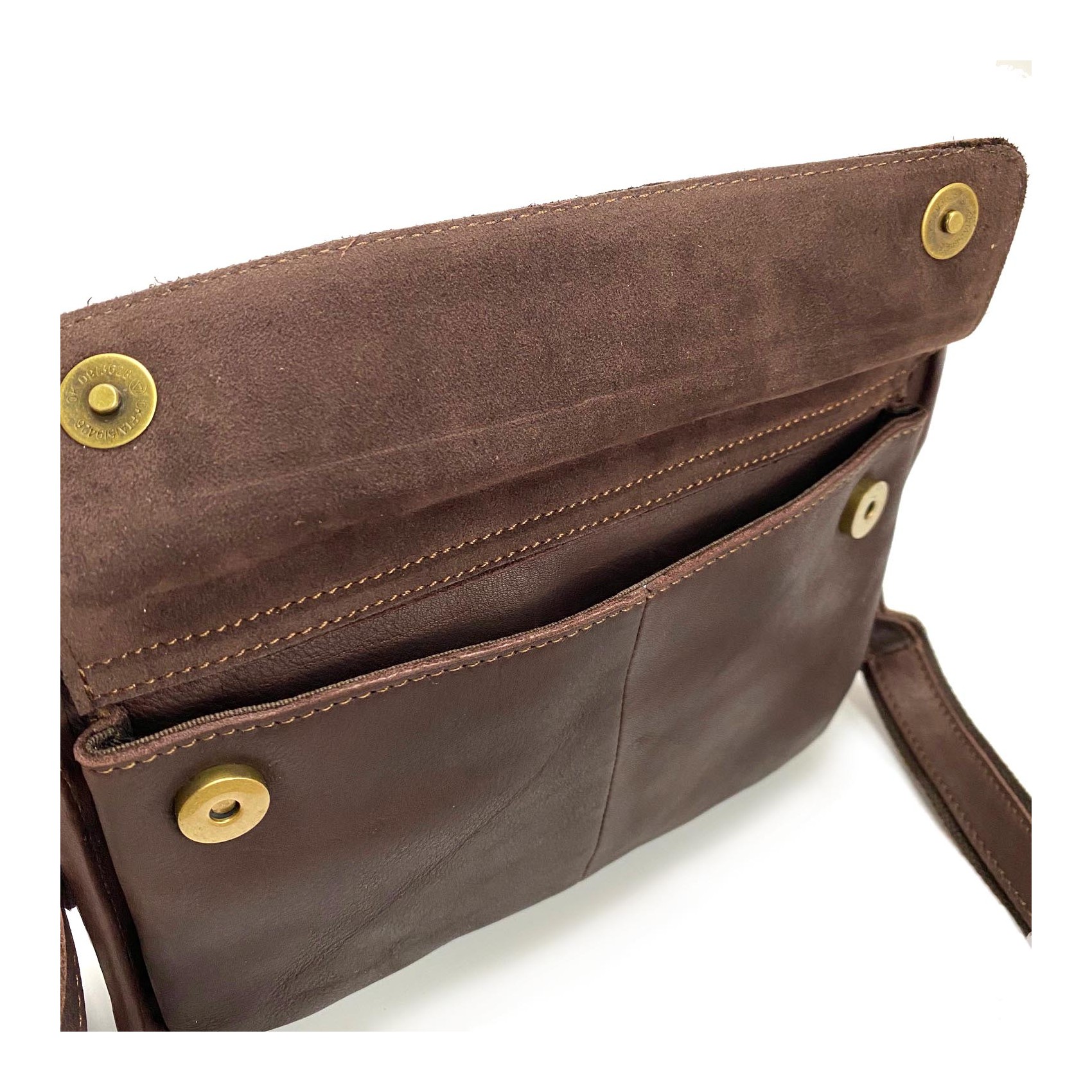 Мужская кожаная сумка Brandon через плечо темно-коричневая