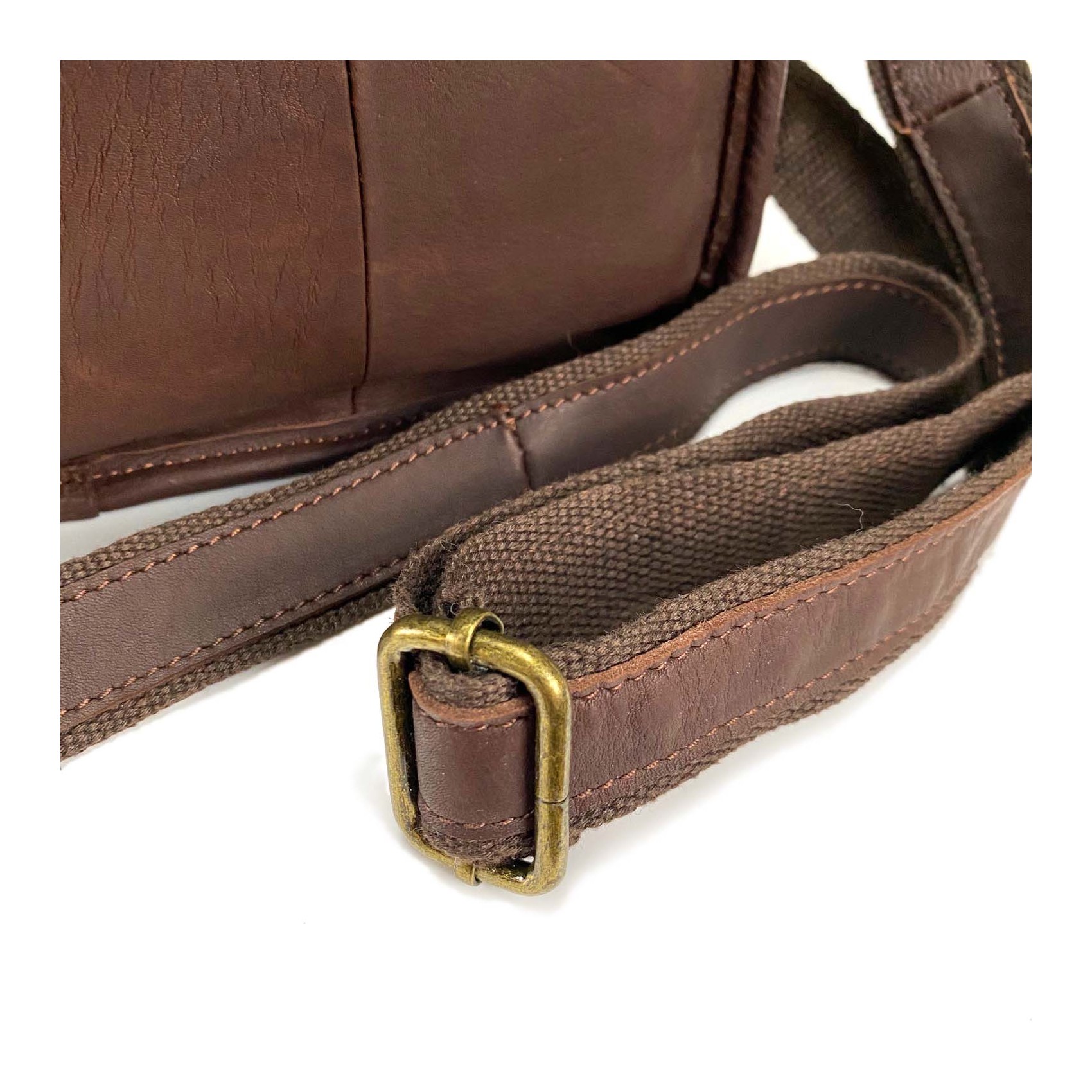 Чоловіча шкіряна сумка Brandon через плече темно-коричнева