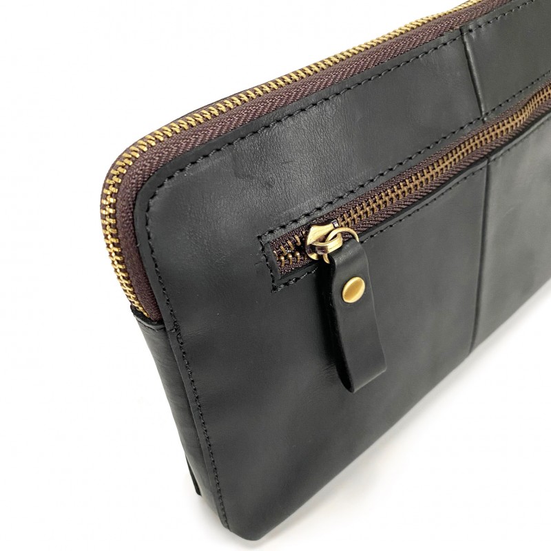 Мужской кожаный мессенджер Leone черный - 8 фото