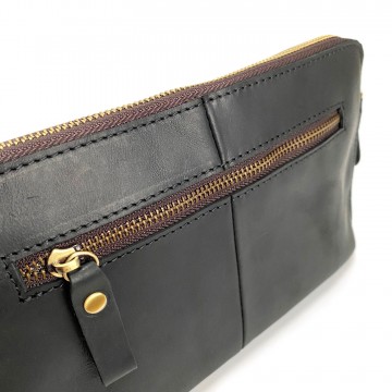 Мужской кожаный мессенджер Leone черный фото