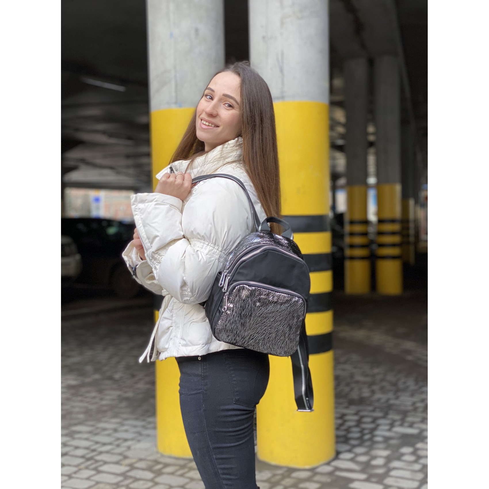 Жіночий рюкзак Juliet чорний з сріблом