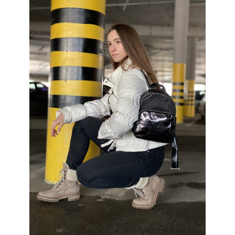 Жіночий рюкзак Juliet чорний з сріблом - 4 фото