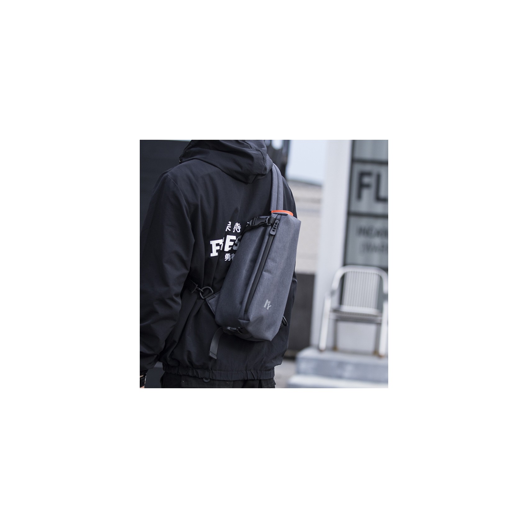 Мужская сумка-рюкзак слинг MY на одно плечо графит