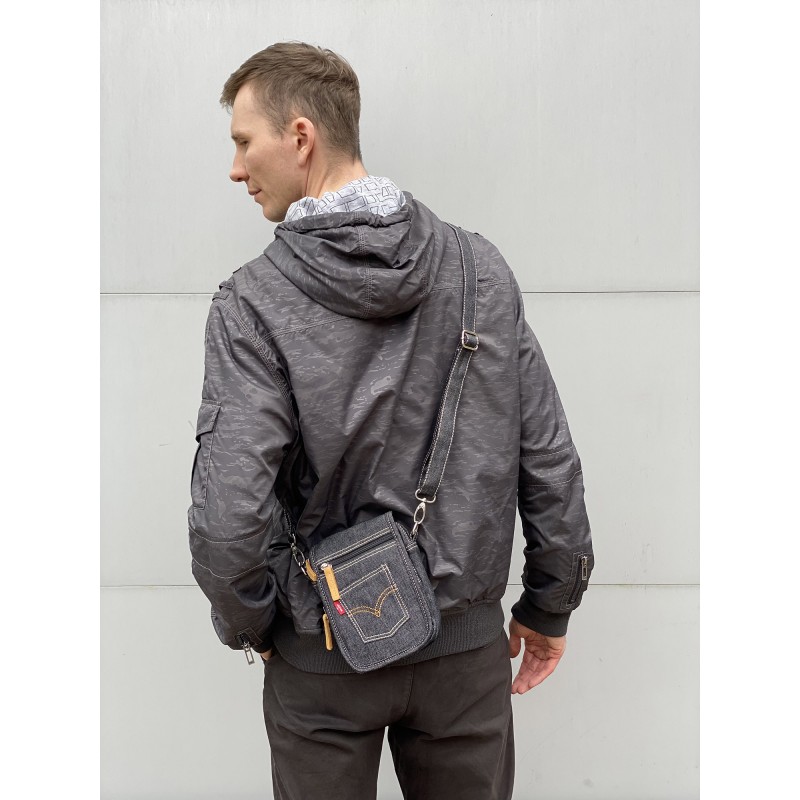 Чоловіча барсетка Ryan через плече графіт - 5 фото