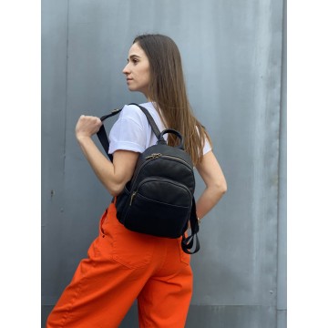 Жіночий шкіряний рюкзак Kate чорний фото