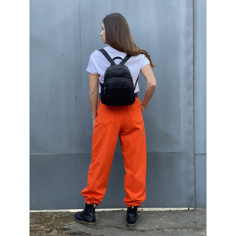 Женский кожаный рюкзак Kate черный - 5 фото