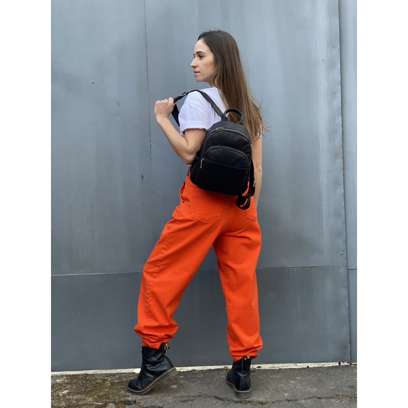 Женский кожаный рюкзак Kate черный - 6 фото