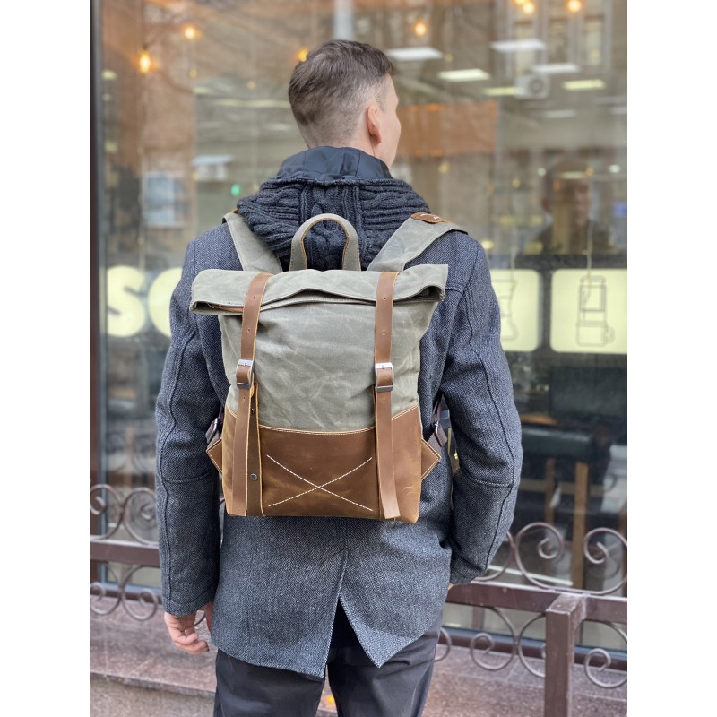 Чоловічий міський рюкзак Safari хакі - 5 фото