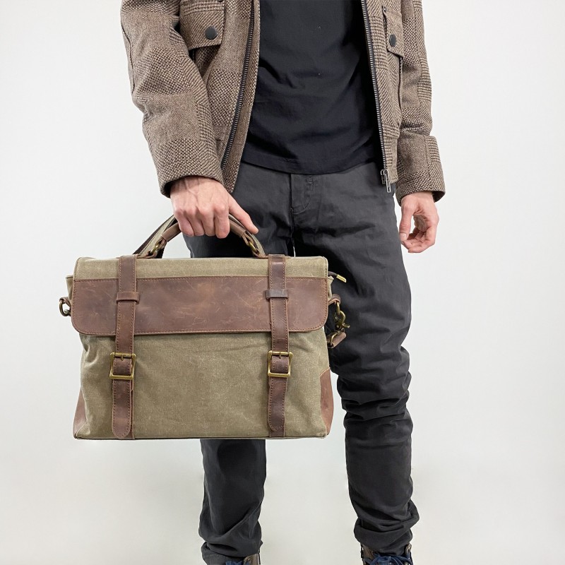 Чоловічий портфель Zein тауп - 4 фото