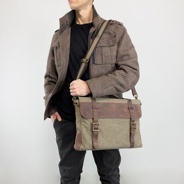 Чоловічий портфель Zein тауп фото