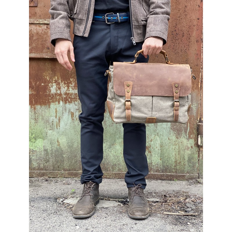 Мужской портфель Tone тауп - 4 фото