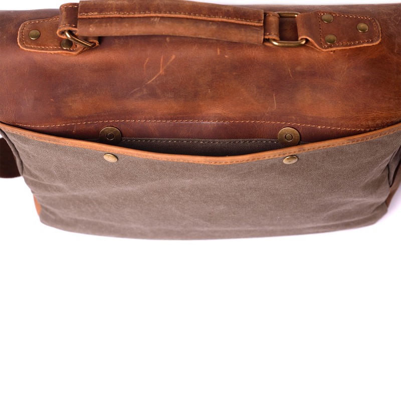 Чоловічий портфель Tone тауп - 9 фото