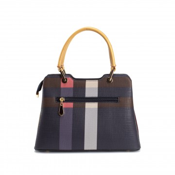 Женская классическая сумка Grace синяя с бежевыми ручками фото