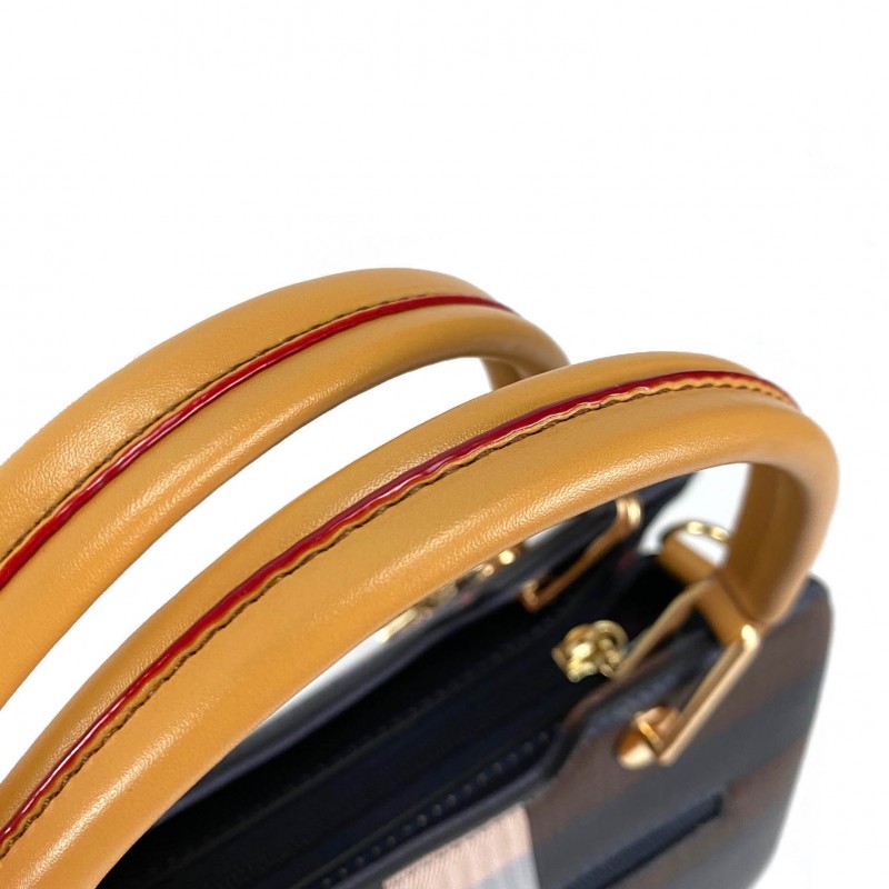 Жіноча класична сумка Grace синя з бежевими ручками - 7 фото