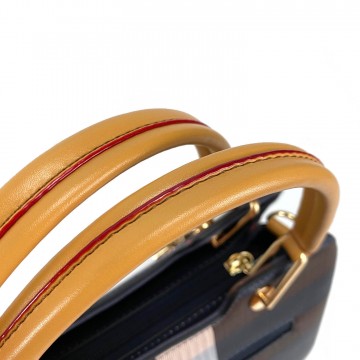 Женская классическая сумка Grace синяя с бежевыми ручками фото