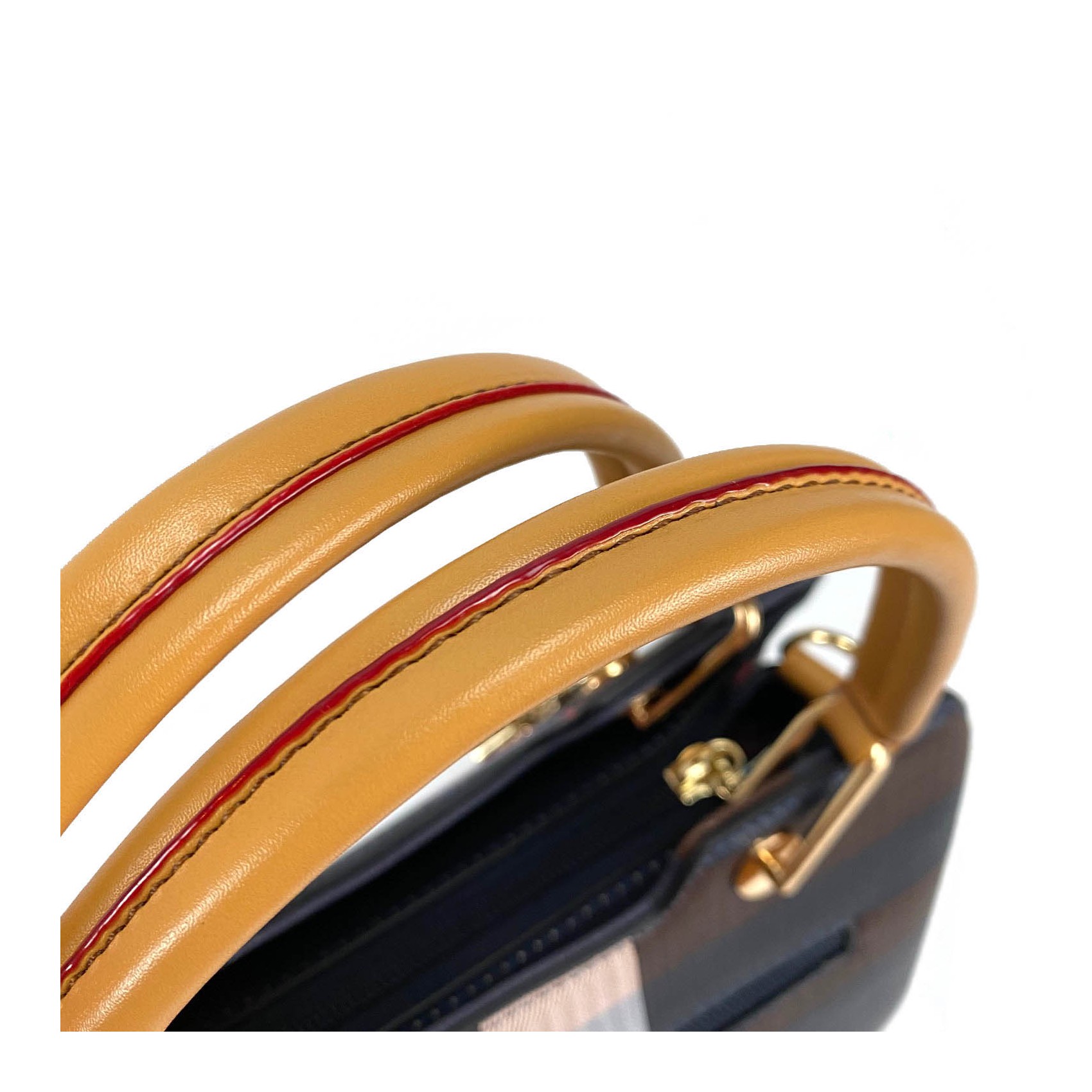 Жіноча класична сумка Grace синя з бежевими ручками