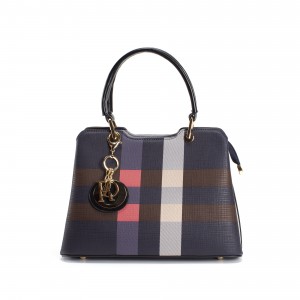 Жіноча класична сумка Grace синя з чорними ручками