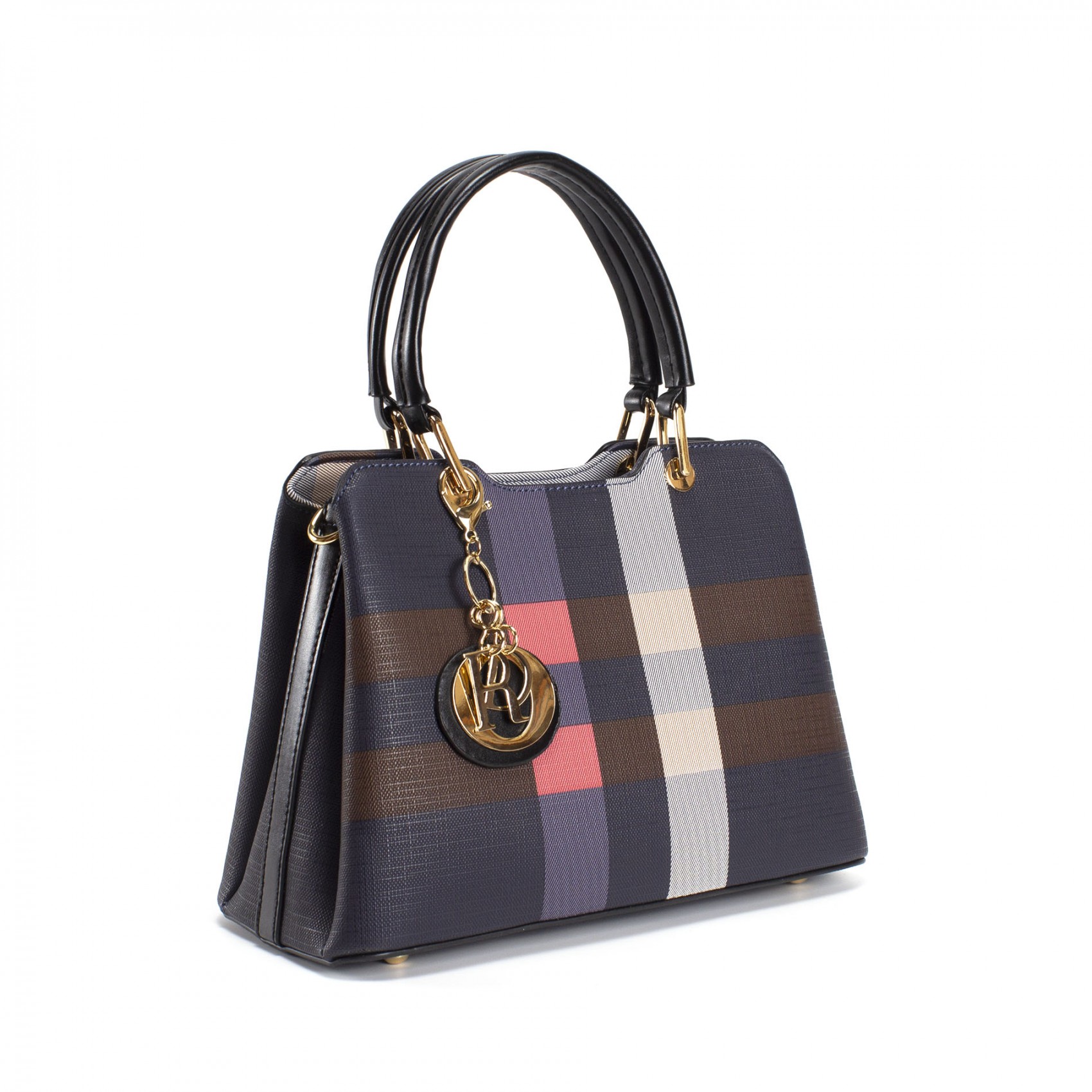 Жіноча класична сумка Grace синя з чорними ручками