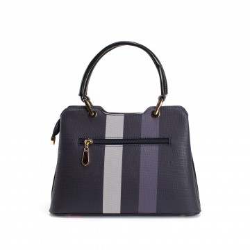 Женская классическая сумка Grace синяя с черными ручками фото