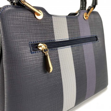 Женская классическая сумка Grace синяя с черными ручками фото