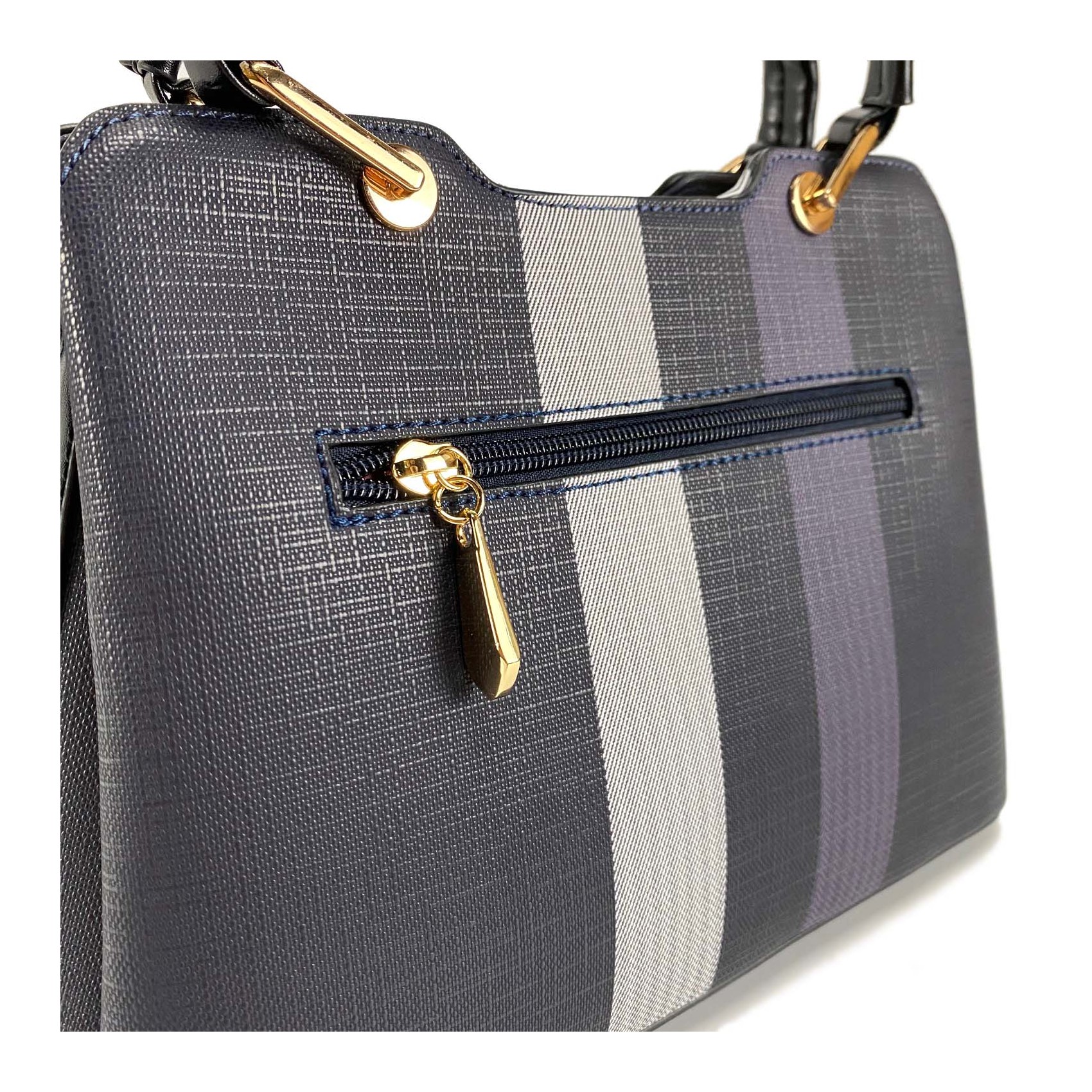 Жіноча класична сумка Grace синя з чорними ручками