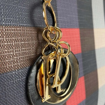 Жіноча класична сумка Grace синя з чорними ручками фото