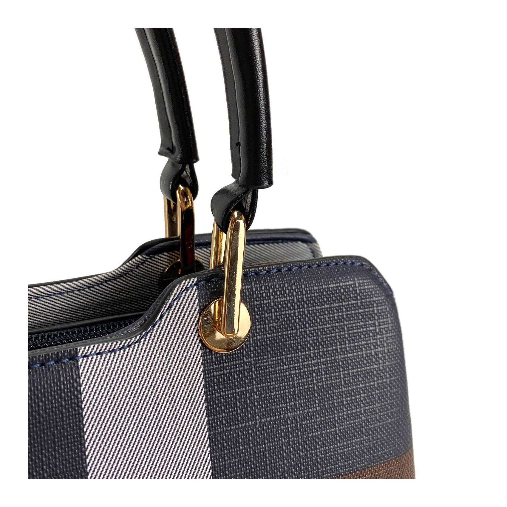 Жіноча класична сумка Grace синя з чорними ручками