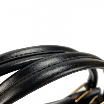 Жіноча класична сумка Grace синя з чорними ручками фото