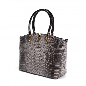 Жіноча класична сумка Inessa сіро-чорна фото