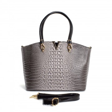 Женская классическая сумка Inessa серо-черная фото