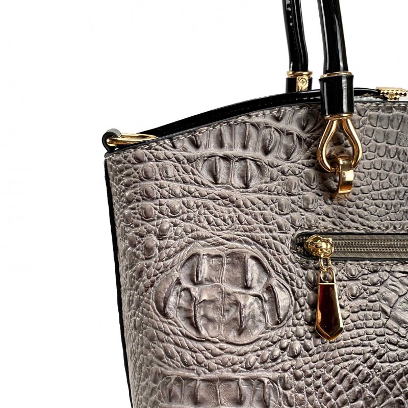 Жіноча класична сумка Inessa сіро-чорна - 11 фото