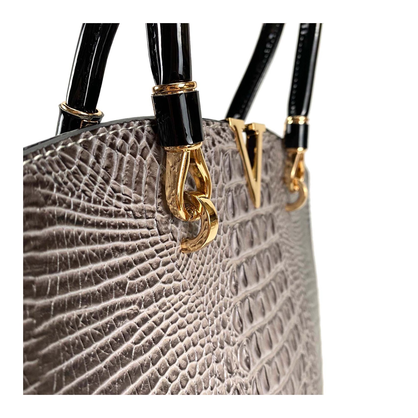 Женская классическая сумка Inessa серо-черная